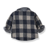 1 + in the Family MODENA blue gingham baby shirt in fleece with a collar and button front
