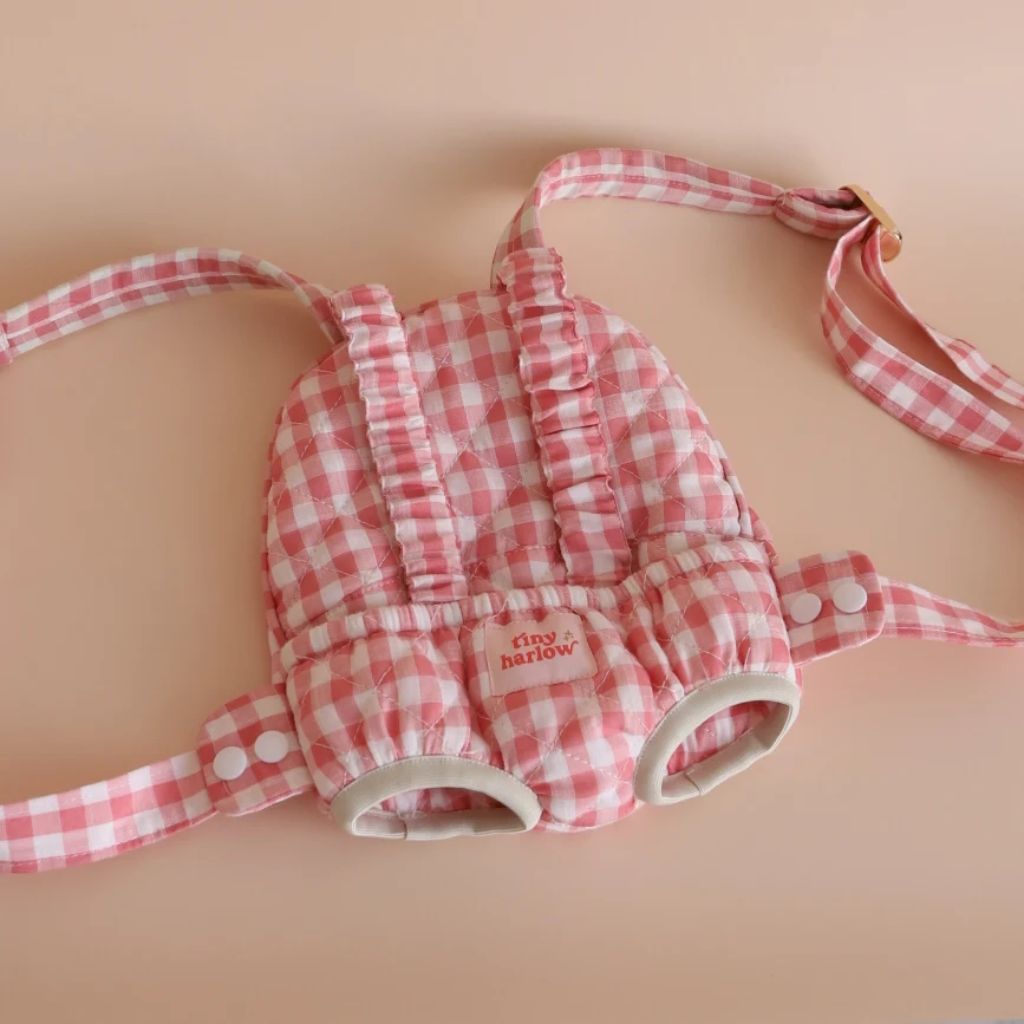 Tiny Harlow Doll Carrier - Pink Gingham