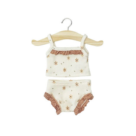 Minikane Clothing for Gordis Dolls 34cm- Girl’s Ribbed Lace Trimmed Underwear Set in Winter Flowers