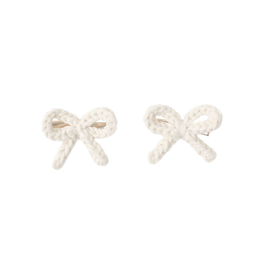 Rylee + Cru Crochet Bow Clips Ivory