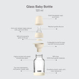 BIBS Glass Baby Bottle Round Silicone 1 pack 120 ml Slow Flow Ivory