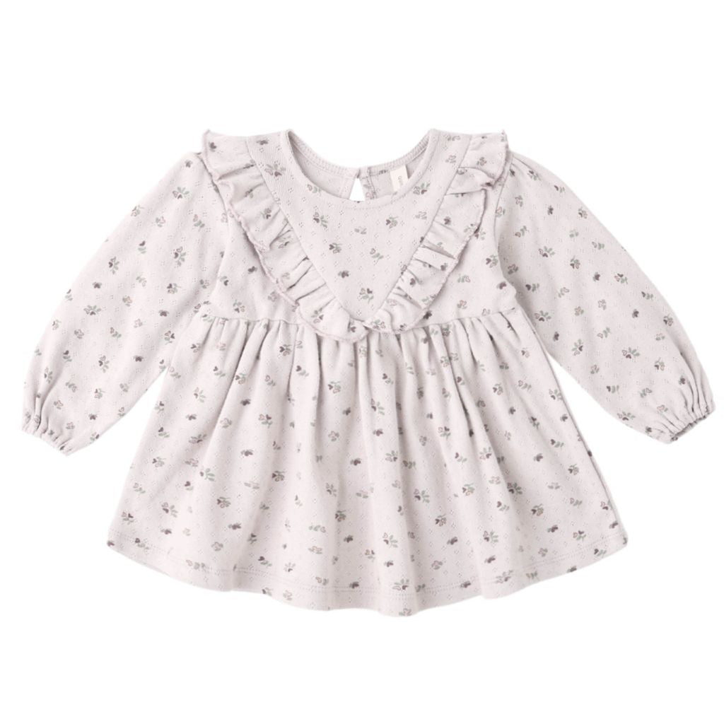 Quincy Mae Long Sleeve Ruffle V Dress Heart Ditsy