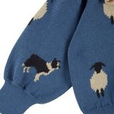 Emile & Ida Jacquard Ruffle Collar Cardigan Blue Sheep