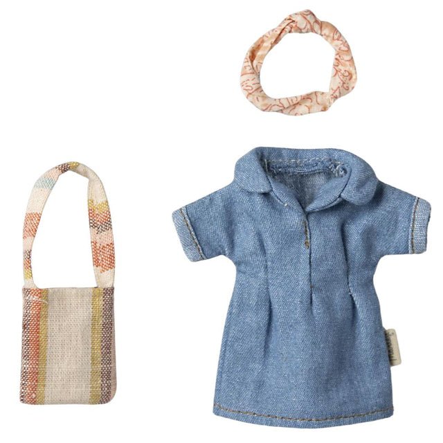 Maileg Denim dress and bag, Mum mouse