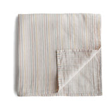 Mushie Organic Cotton Muslin Baby Swaddle - Retro Stripes