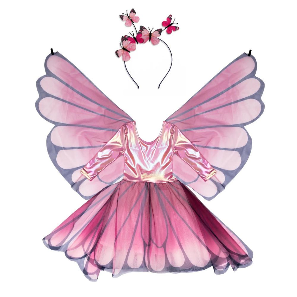 Butterfly Twirl Dress with Wings, Pink, Size 5-6