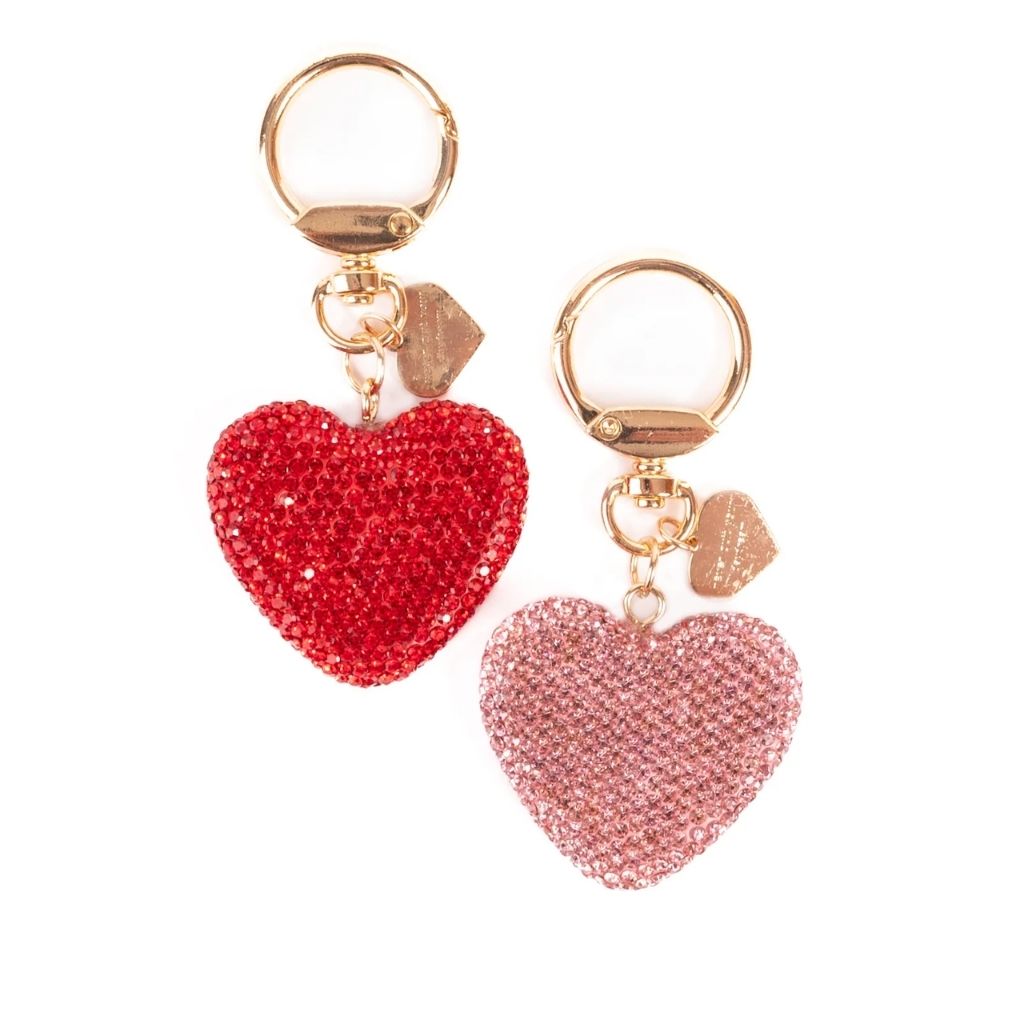 Sparkling Crystal Heart Bag Charm, Assorted
