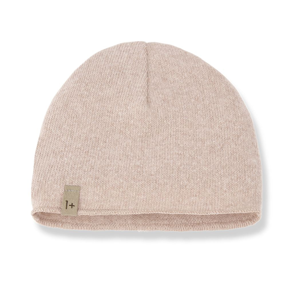 1 + in the Family ANGERS blush newborn beanie in soft plain fleece with a rolled brim