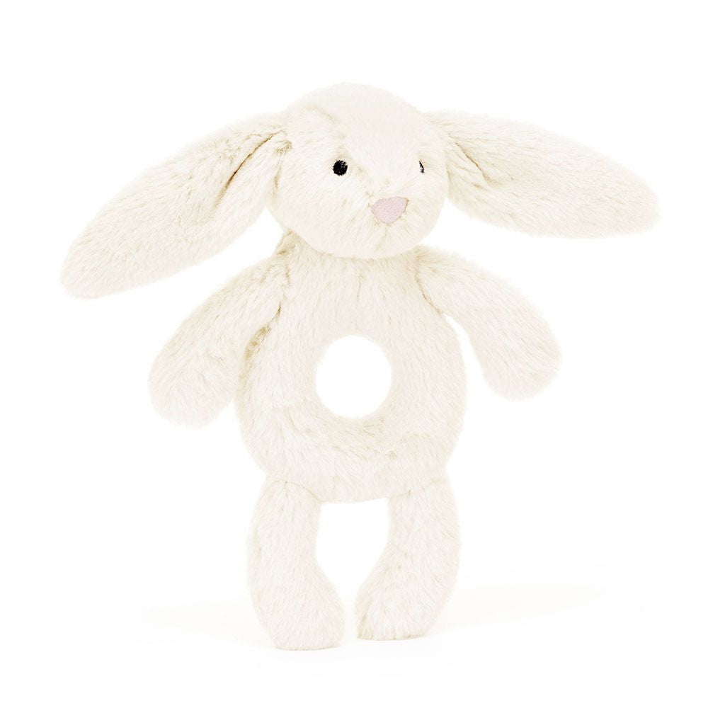 Bashful Black & Cream Bunny Ring Rattle