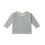 Quincy Mae LS Tee Ocean Micro Stripe