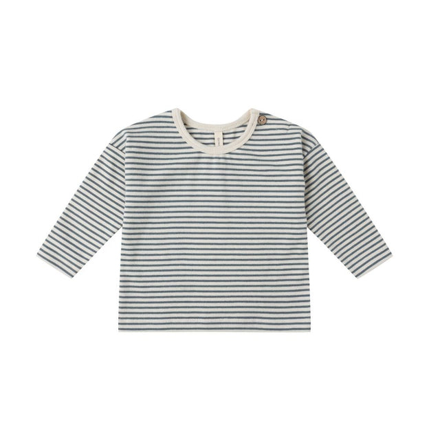 Quincy Mae LS Tee Ocean Micro Stripe