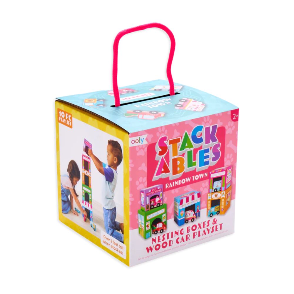 Stackables Nested Cardboard Toys & Cars - Rainbow Town