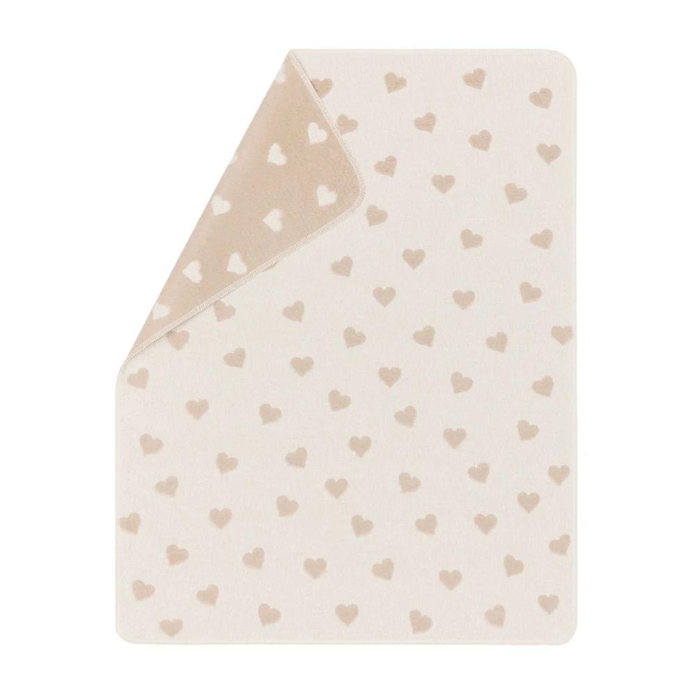 Fussenegger CARLA Blanket Hearts All over OffWhite/ Beige 90X70cm