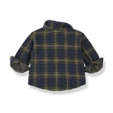 1 + in the Family ATLIN navy check baby shirt in Scottish check fleece with a chest pocket