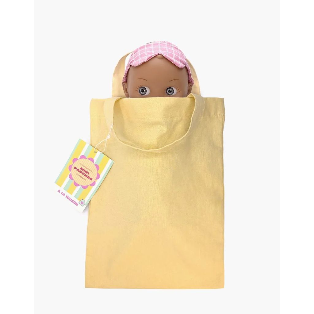 Minikane Mini Panchas Doll 27cm Maia at Home - Pink Checkered Nightgown