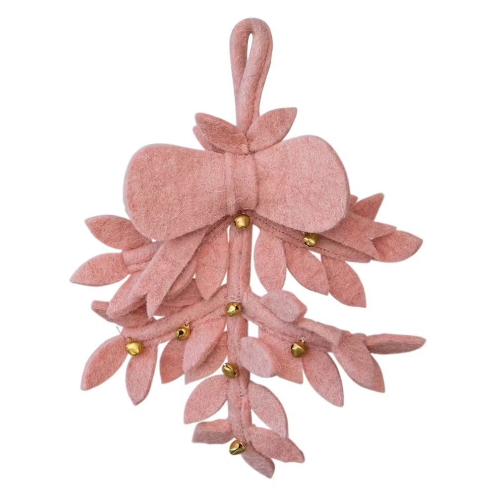 Handmade Wool Felt Leaves Bunch & Bow Ornament, 6"H