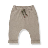 1 + in the Family NUNAVUT beige baby pants in soft plain fleece with cuffed ankles