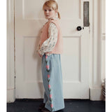 Emile & Ida Embroidered Tulip Denim Pants Washed Blue