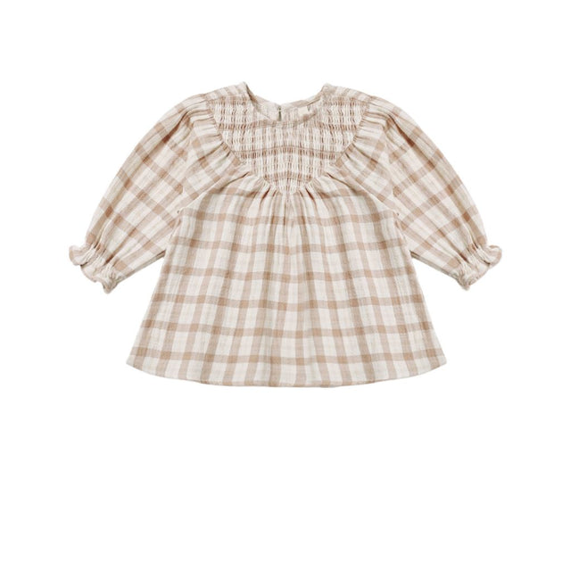 Quincy Mae V Smocked Dress Rustic Plaid