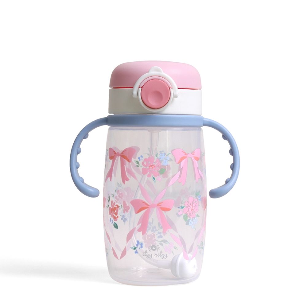 Itzy Sips™ - Straw Cup With Snap-Close Lid- Ribbons and Roses
