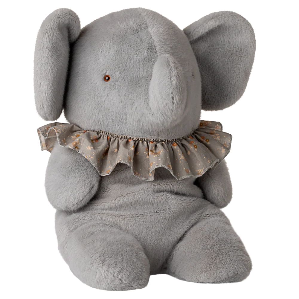 Maileg Elephant plush, Big - Blue/grey