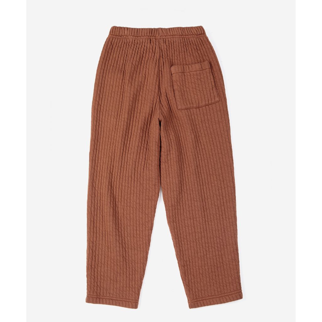 Bobo Choses Quilted jogging pants in brown organic cotton, quilted texture, relaxed leg