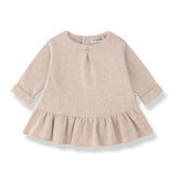 1 + in the Family GIVERNY blush newborn dress in soft plain fleece with a ruffled hem