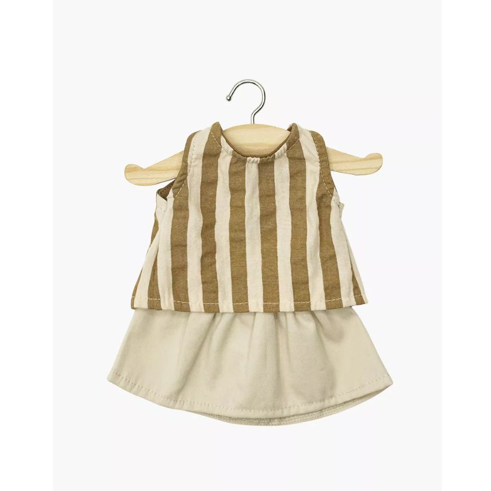 Minikane Clothing for Gordis Dolls 34cm- Réjane set: Zadig striped top and beige gabardine skirt