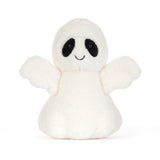 Jellycat Bob Ghost, a floaty white plush ghost soft toy with hard beady eyes and bean-weighted base