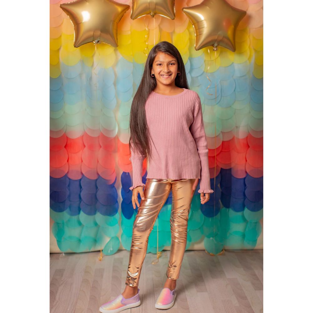 Love Life Leggings Gold Metallic Size 3-4