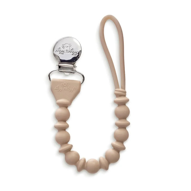 Itzy Ritzy Sweetie Strap Silicone One-Piece Pacifier Clips - Toast