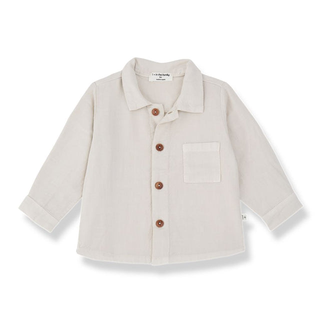 1 + in the Family TELLARO cream baby button-down shirt in viyella with a chest pocket