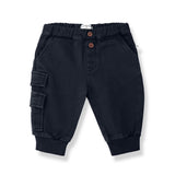 1 + in the Family WHISTLER navy baby twill pants with a leg pocket and cuffed ankles
