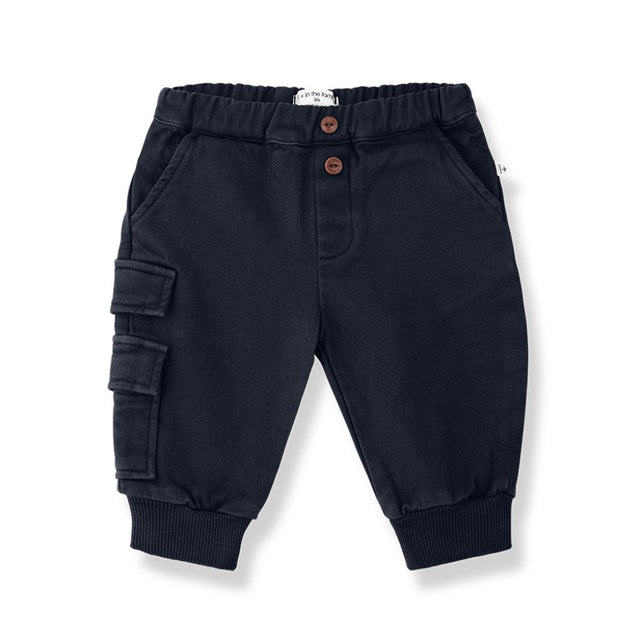 1 + in the Family WHISTLER navy baby twill pants with a leg pocket and cuffed ankles