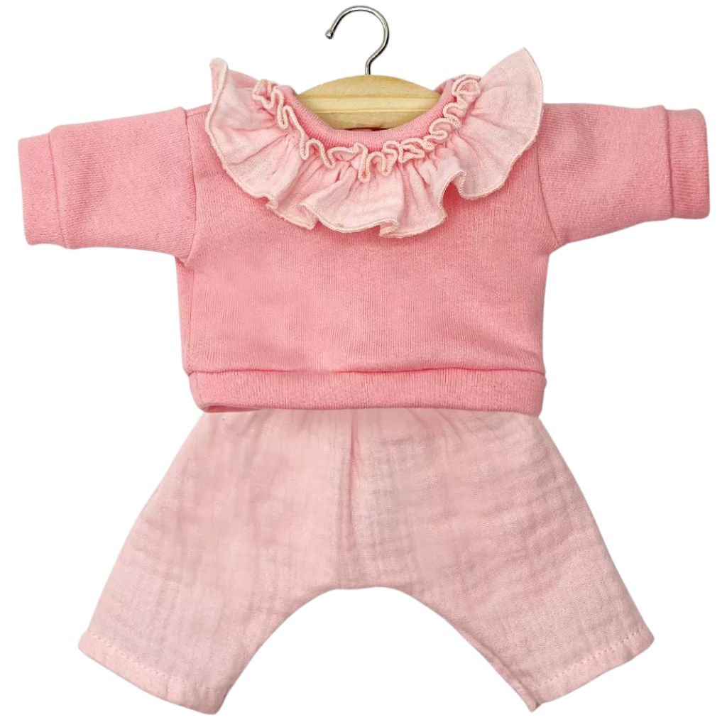 Minikane Clothing for Gordis Dolls 34cm- Marion outfit with fleece top with ruffled collar and strawberry pants