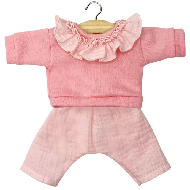Minikane Clothing for Gordis Dolls 34cm- Marion outfit with fleece top with ruffled collar and strawberry pants