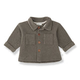 1 + in the Family TRENTO taupe baby overshirt in soft plain fleece with a collar and chest pockets