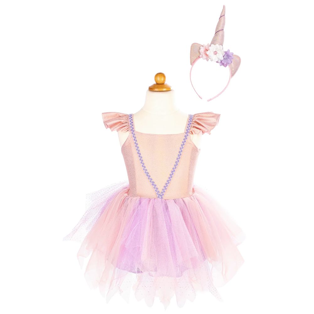 Pink Shimmer Unicorn Dress & Headband 5-6y