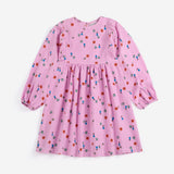 Bobo Choses Blossom woven dress in pink organic cotton, all over floral bloom print