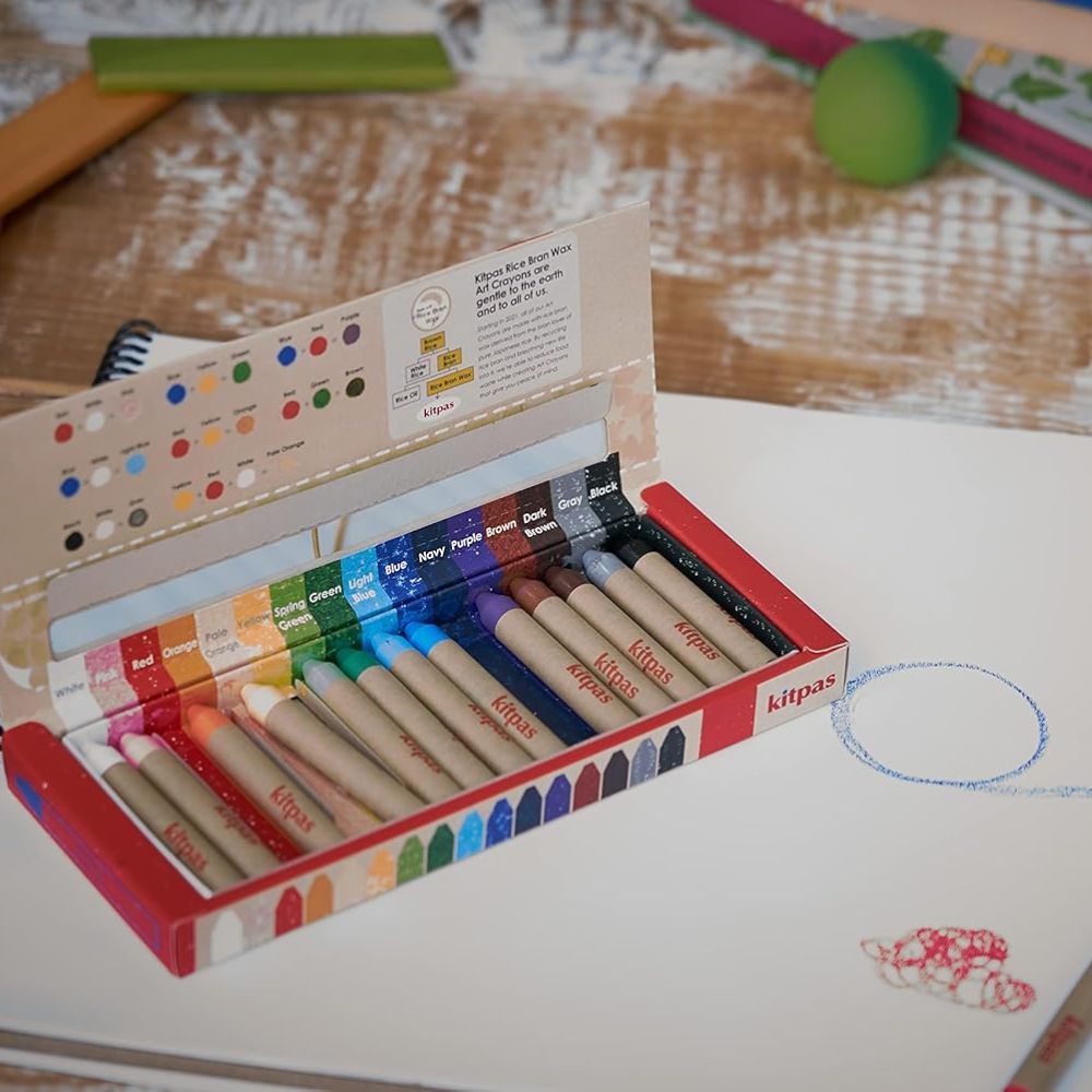 Kitpas Rice Bran Wax Art Crayons 16 Colors