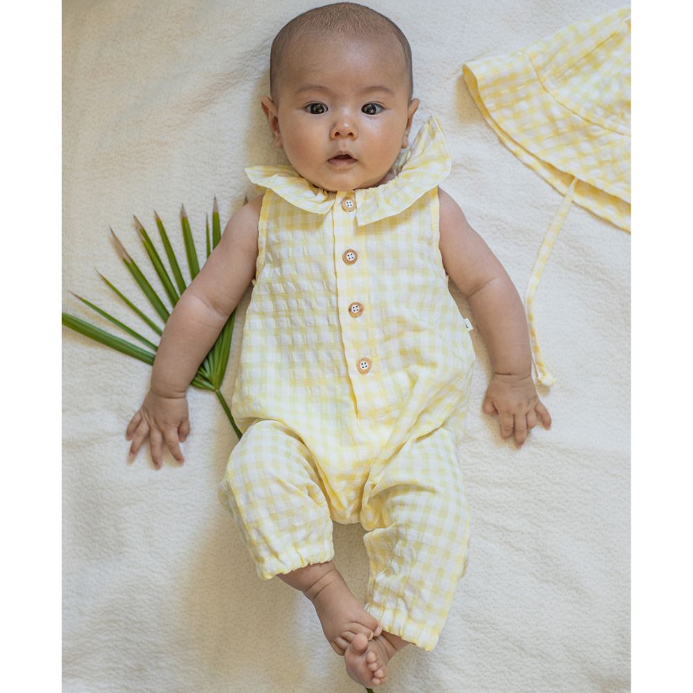 1 + in the Family Newborn EGINA Gingham Seersucker Romper