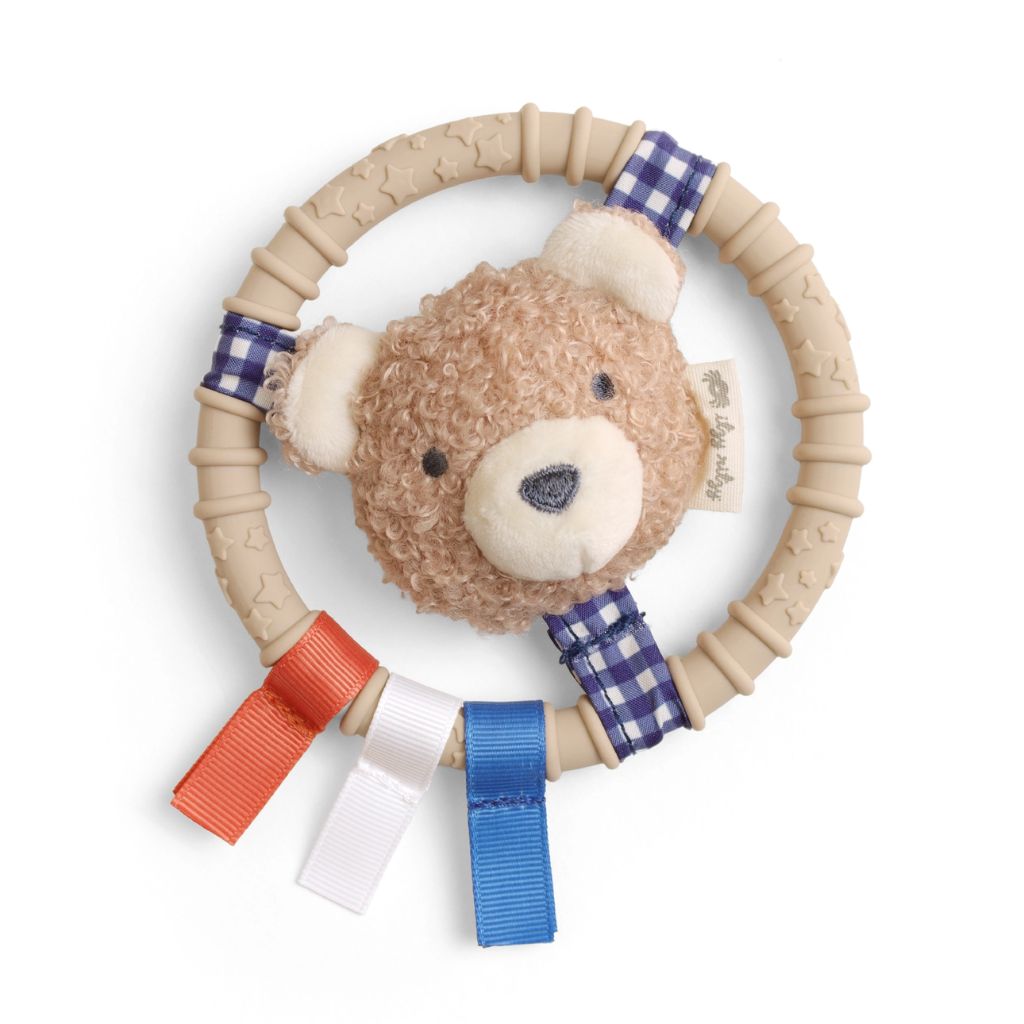 Itzy Ring Pal - Teething Ring with Plush Character Taupe Bear