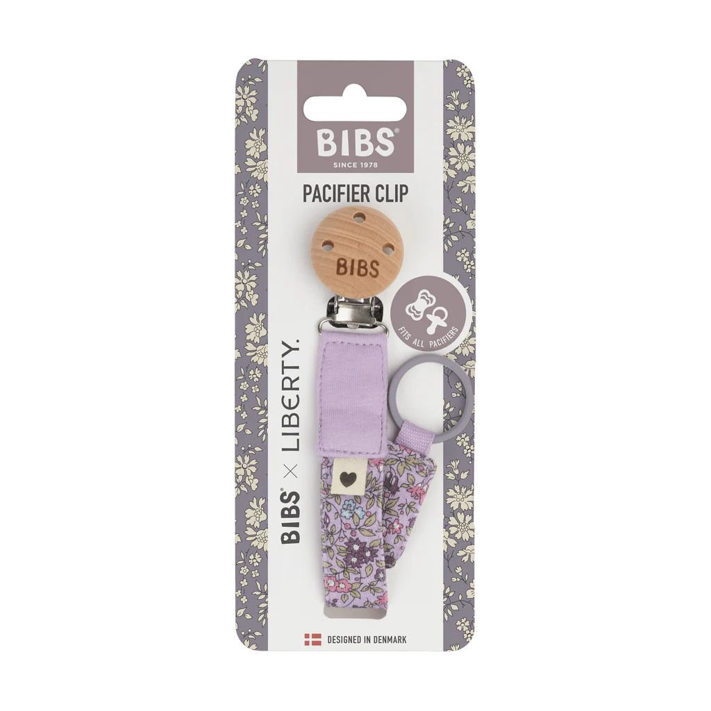 Liberty x BIBS Pacifier Clip Chamomile Lawn Violet Sky