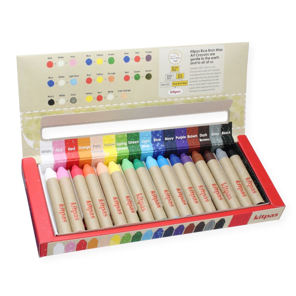Kitpas Rice Bran Wax Art Crayons 16 Colors
