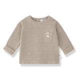 1 + in the Family BRANTES beige newborn top in soft plain fleece with a patch chest pocket