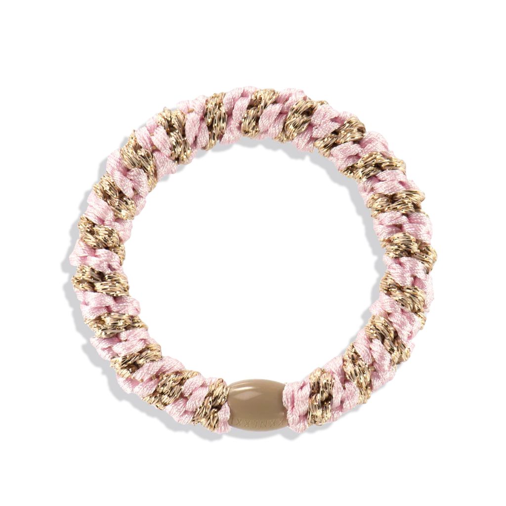 Kknekki Original Hair Tie Light Pink Beige Glitter Stripe