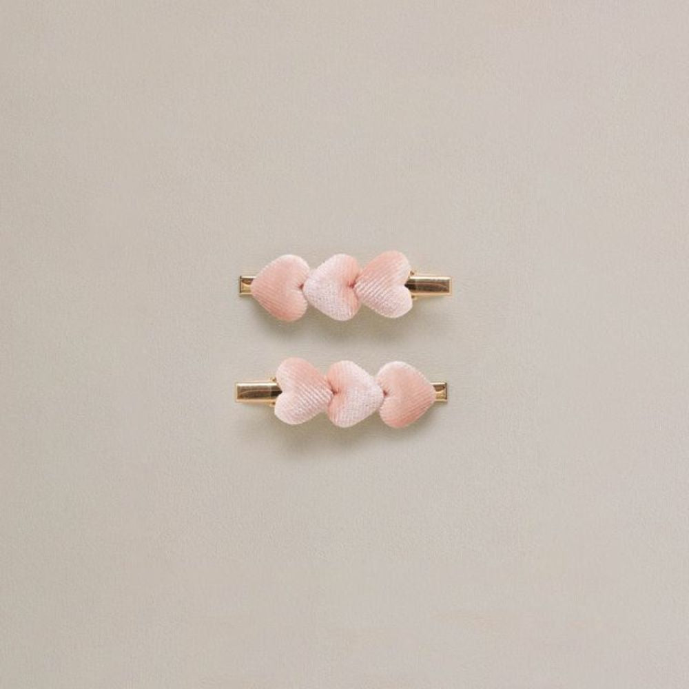 Noralee Velvet Heart Clips - Pink