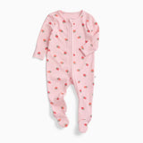 Mori Strawberry Ribbed Two Way Zip Up Sleepsuit