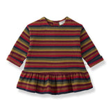 1 + in the Family INUVIK multicolour striped baby dress in soft fleece with a ruffled peplum hem