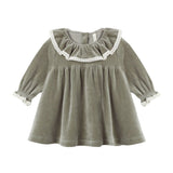 Quincy Mae Velour Baby Dress Spruce